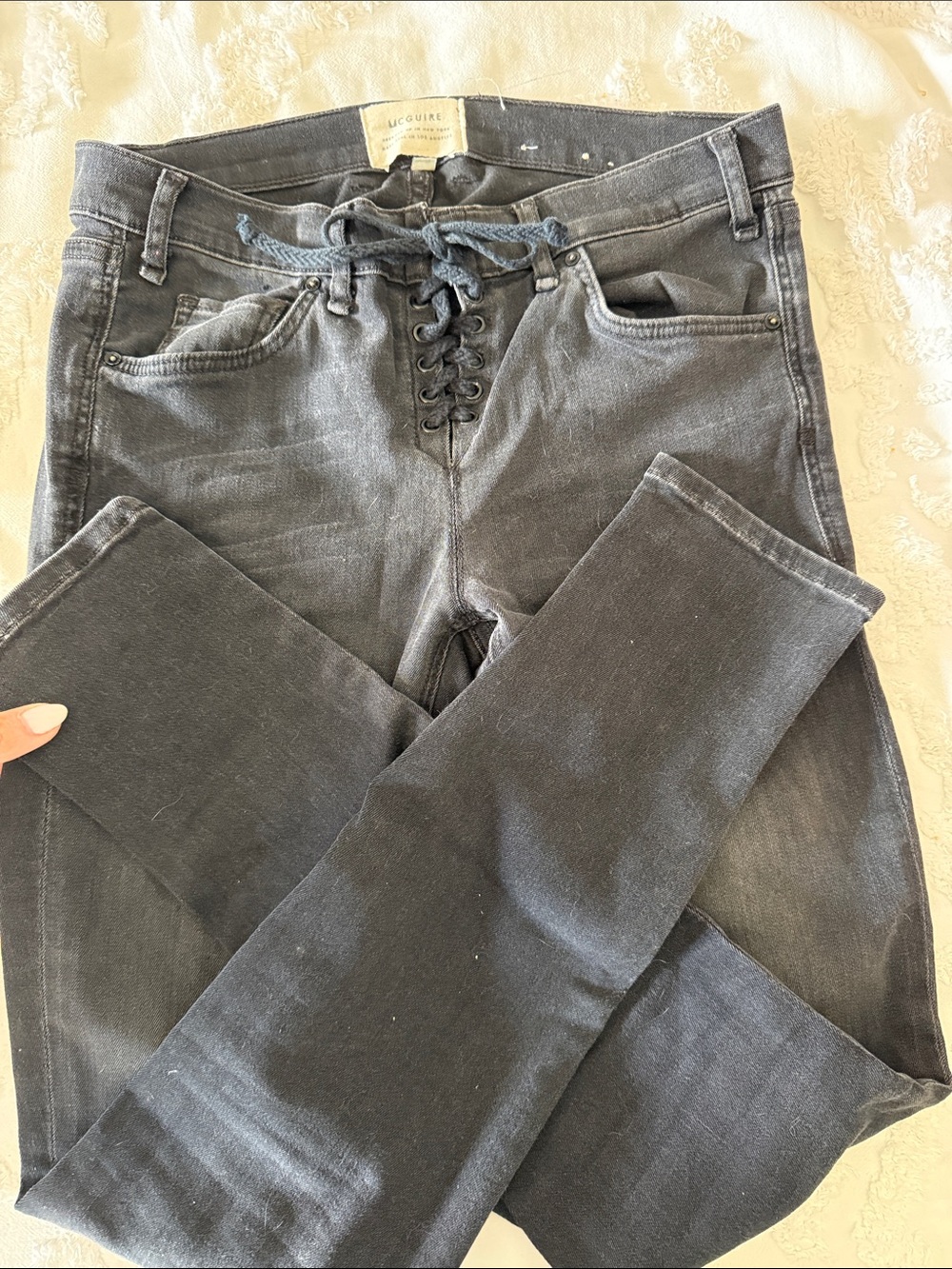 MCGUIRE Charcoal Black Tie up jeans